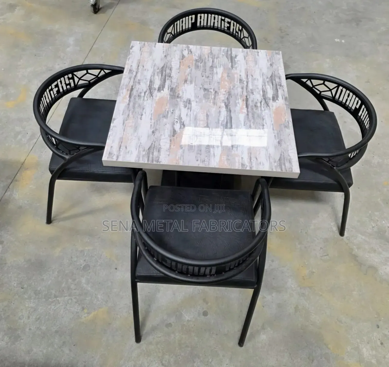 Square Dining Restaurant Set of 4 Chairs and a Table.