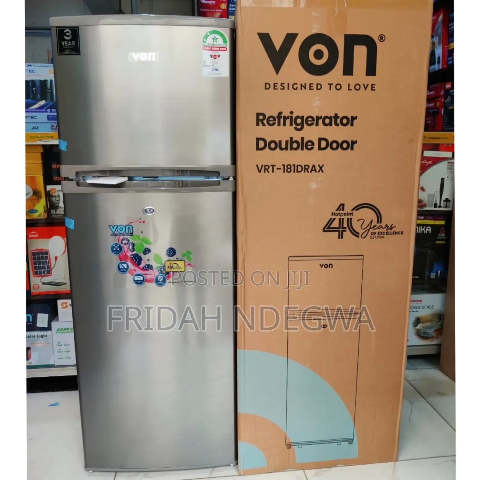 Von Double Door Fridge 181litres Direct Coo