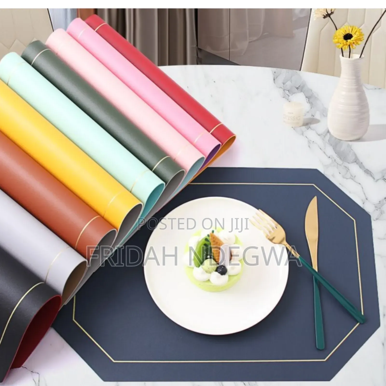 *6pcs Double Sided Pu Leather Nordic Style  Antislip Tablemats*
