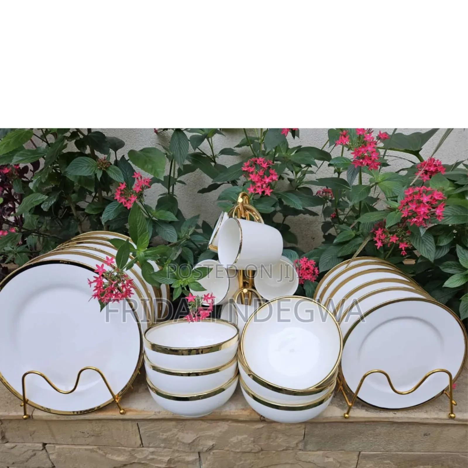 *24 Pcs Gold White Dinnerset
