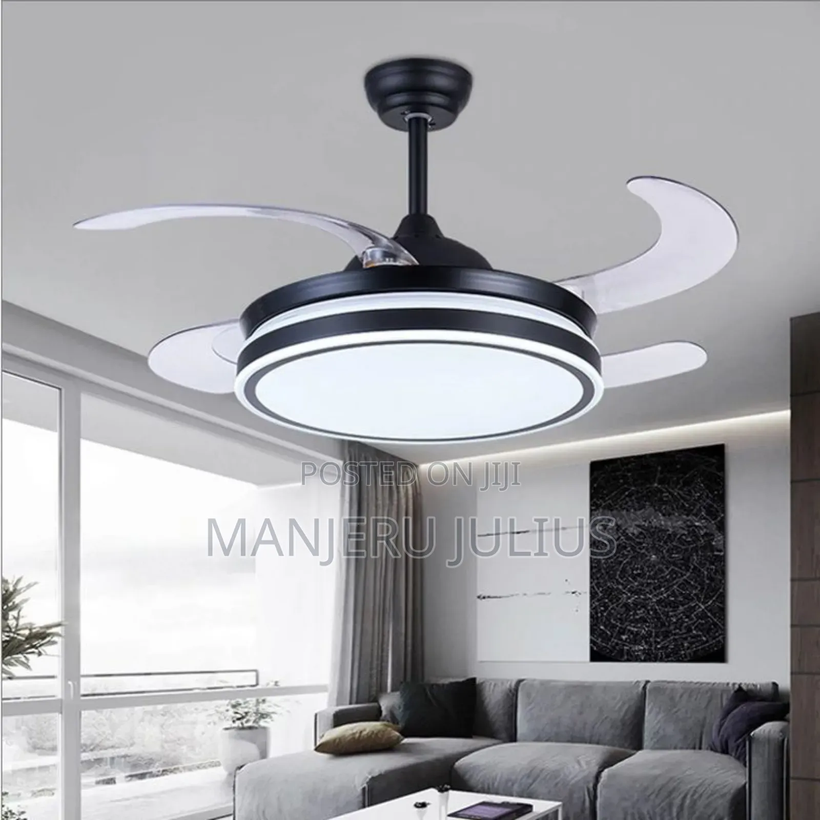Black Led Fan Chandelier