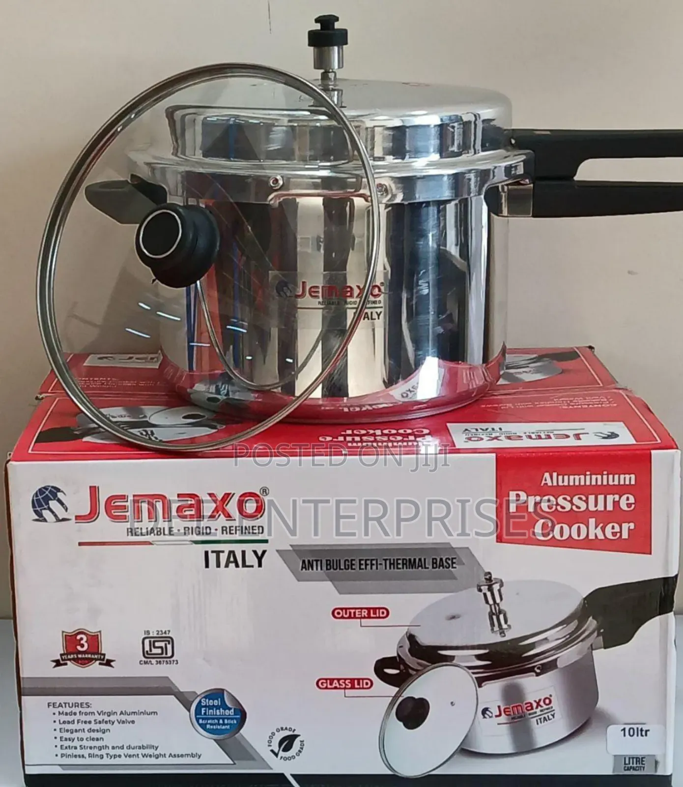 10ltrs Jemaxo Aluminium Pressure Cooker