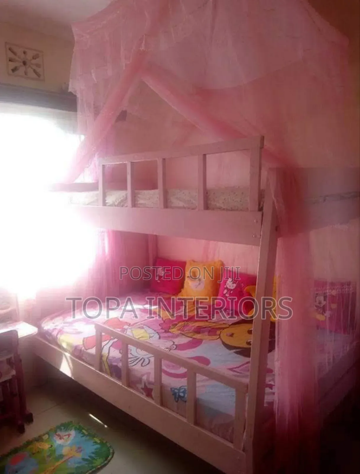Pink Double Decker Mosquito Nets for Kids Bedroom