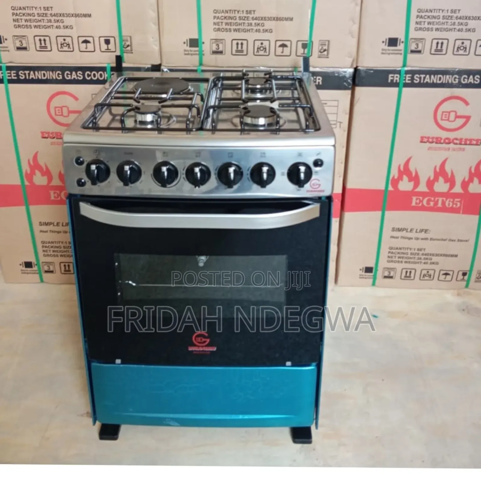 60*65 Eurochef Free Standing 3 Gas Burner +1 Electric Cooker