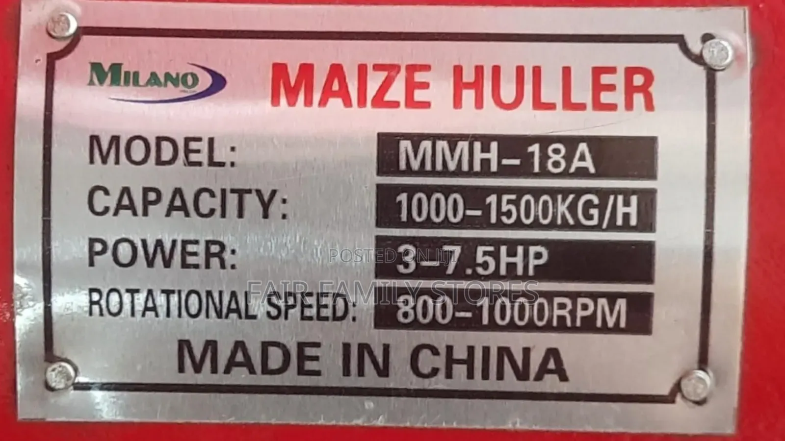 Milano Maize Huller 1500kg/H