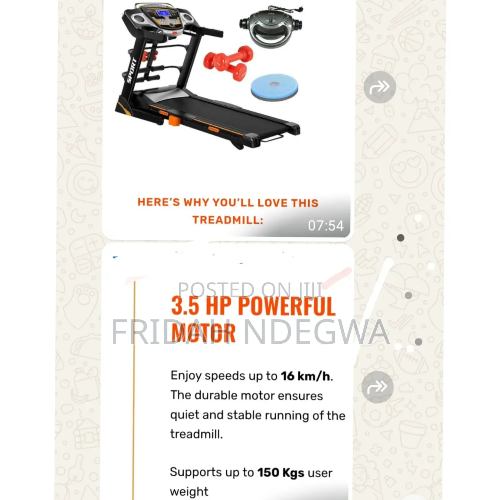 Treadmill With Free Dumbbells