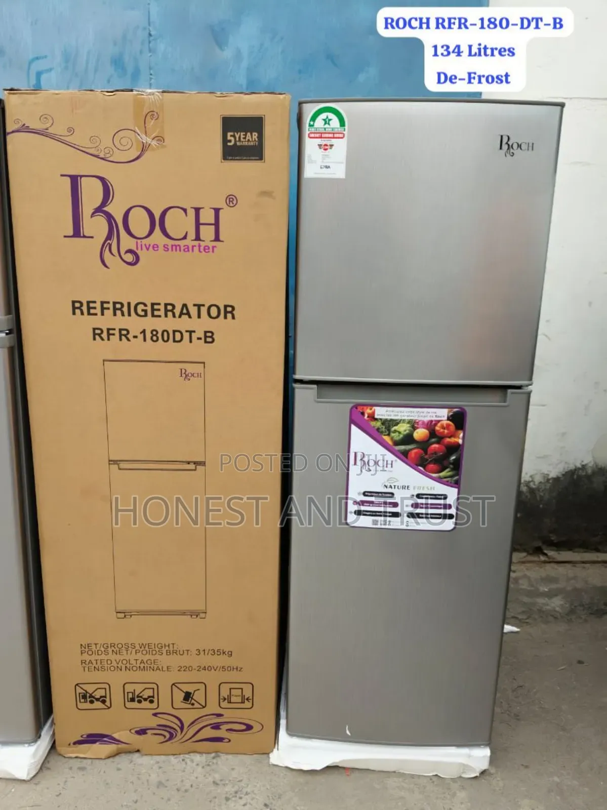 Roch 134 Litres RFR-180dt-B Double Door Refrigerator