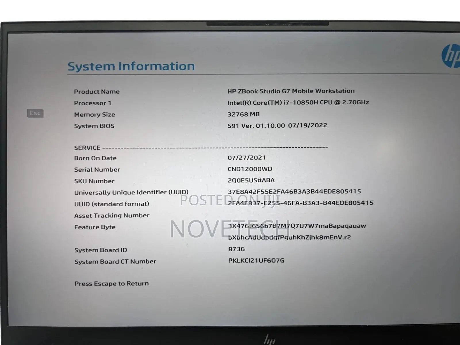 Laptop HP Zbook Studio G7 32GB Intel Core i7 SSD 1T
