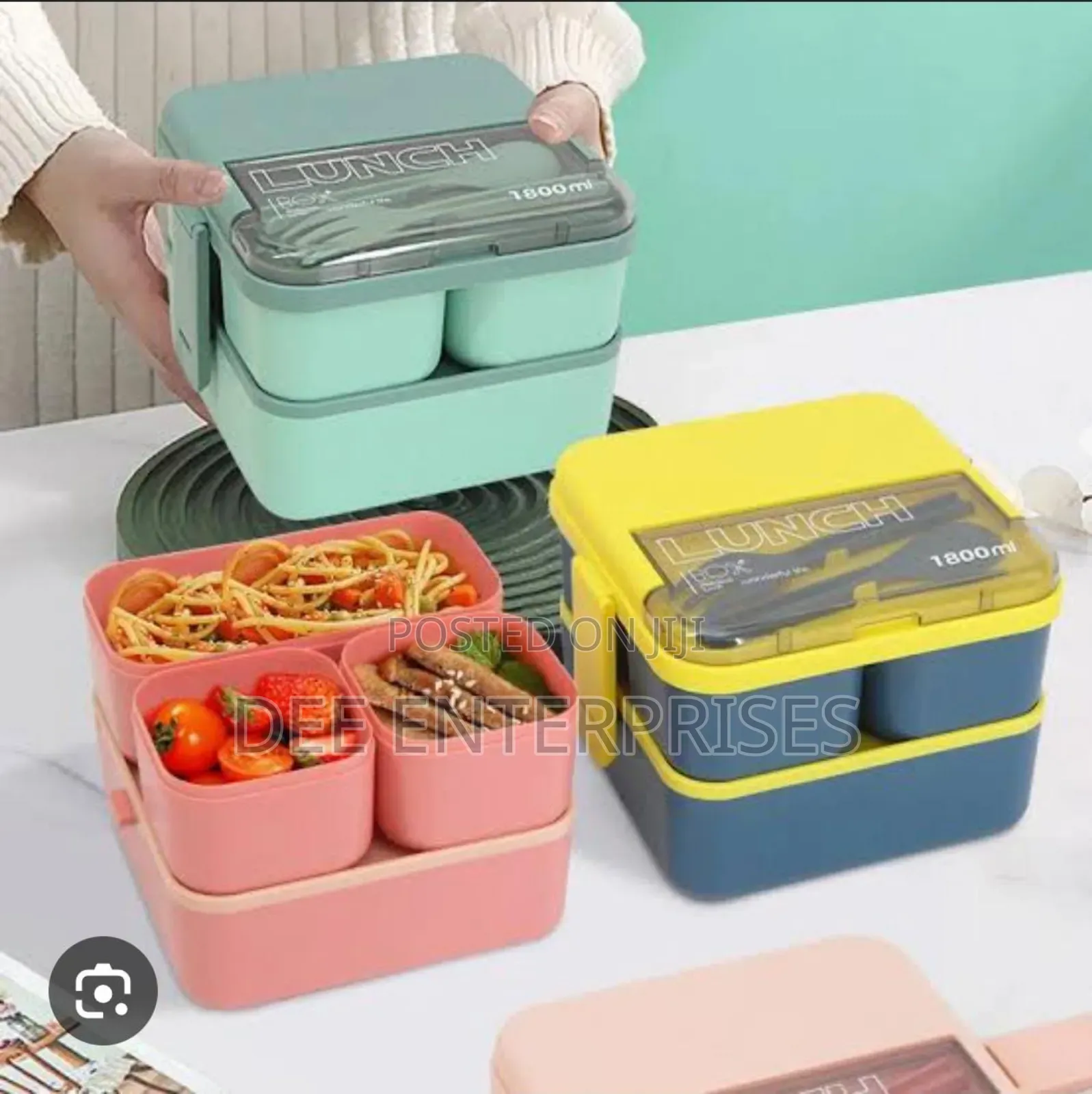 1800ml 2 Layer Compartment Lunch Box With Fork and Spoon