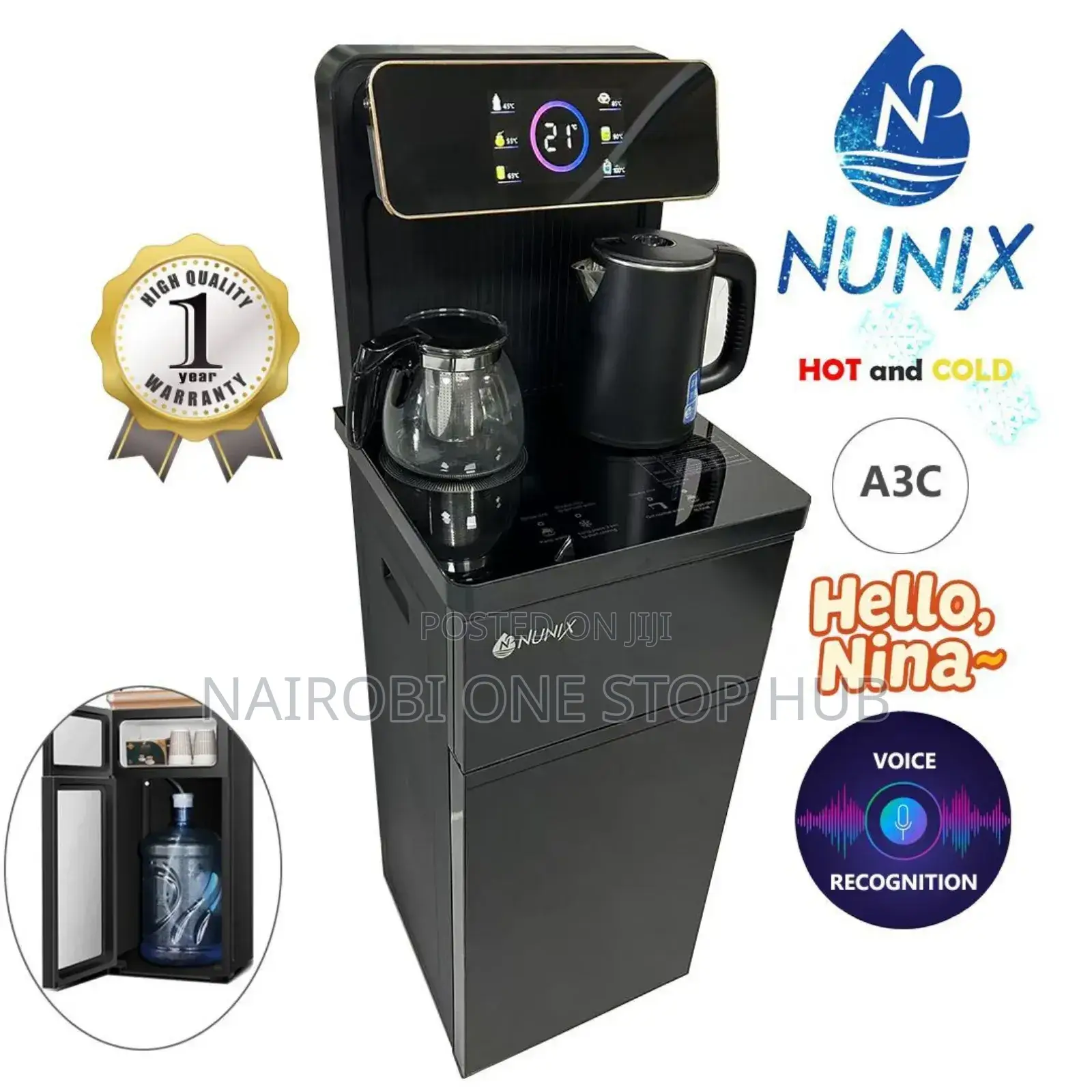 Nunix A3c Hot and Cold Bottom Load Water Dispenser ,Voice Recognition