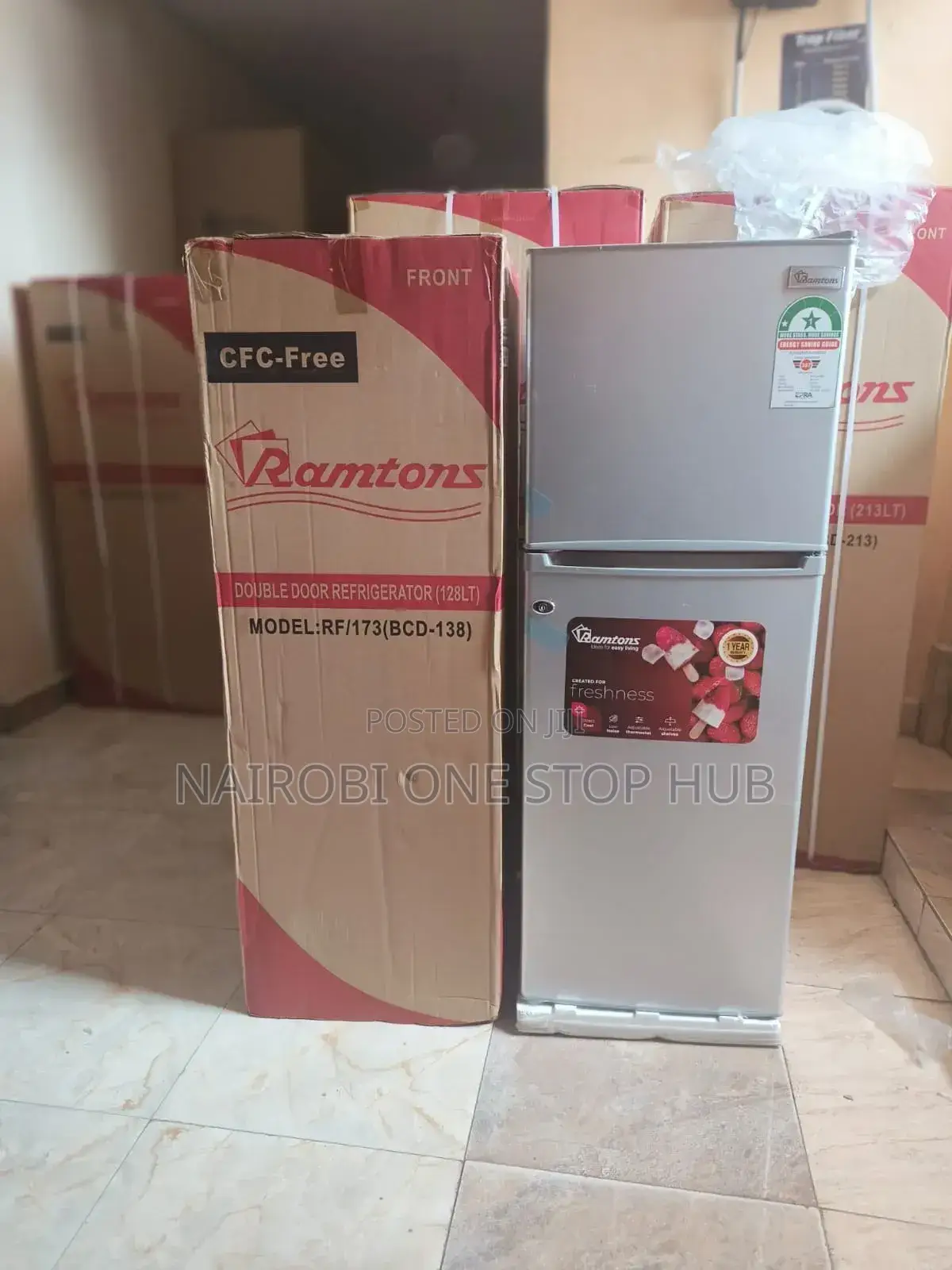 Ramtons Rf/173, 2 Door Direct Cool Fridge, 128 Litres - Silver