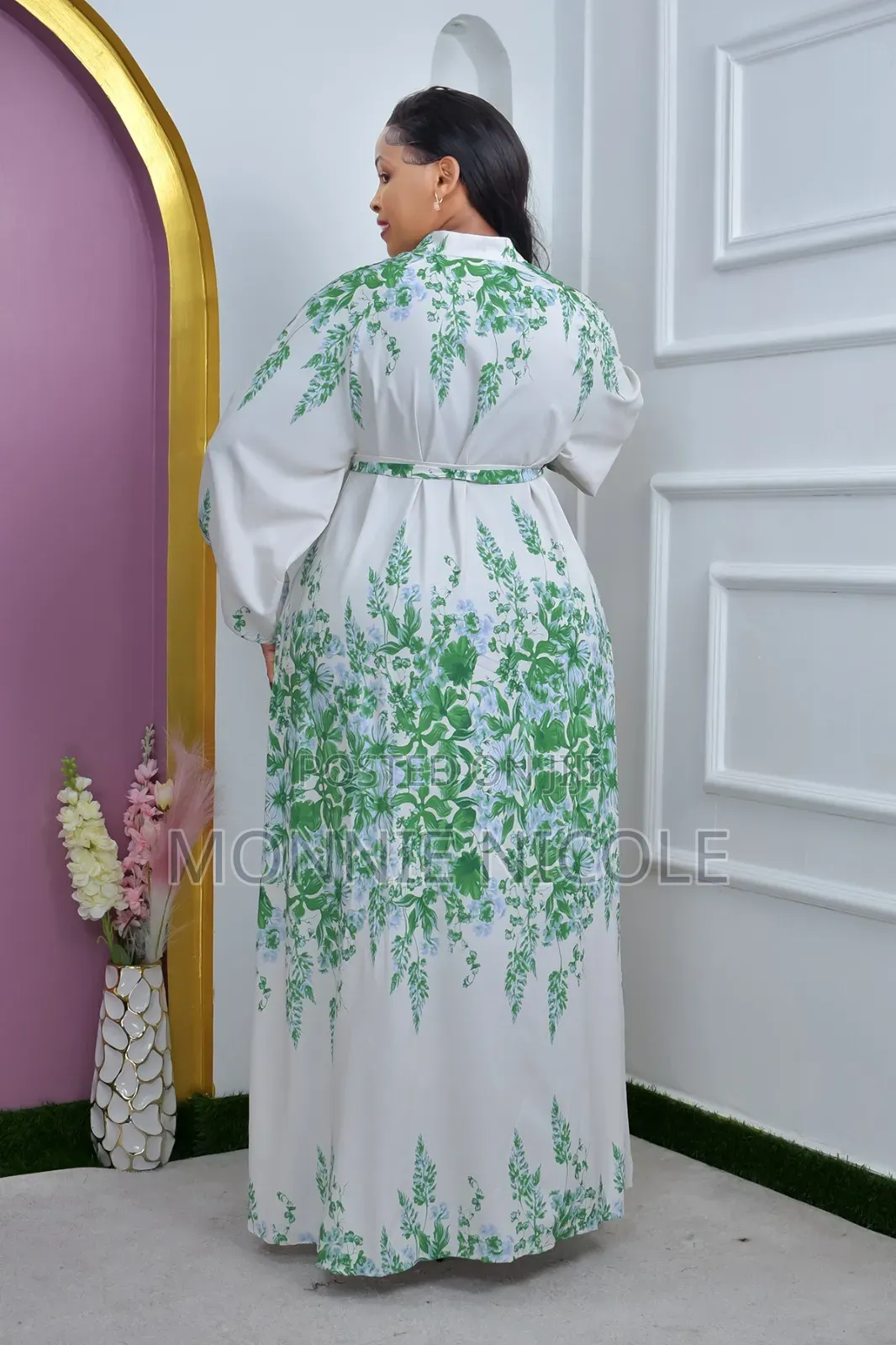 Stylish Maxi White-green Dress