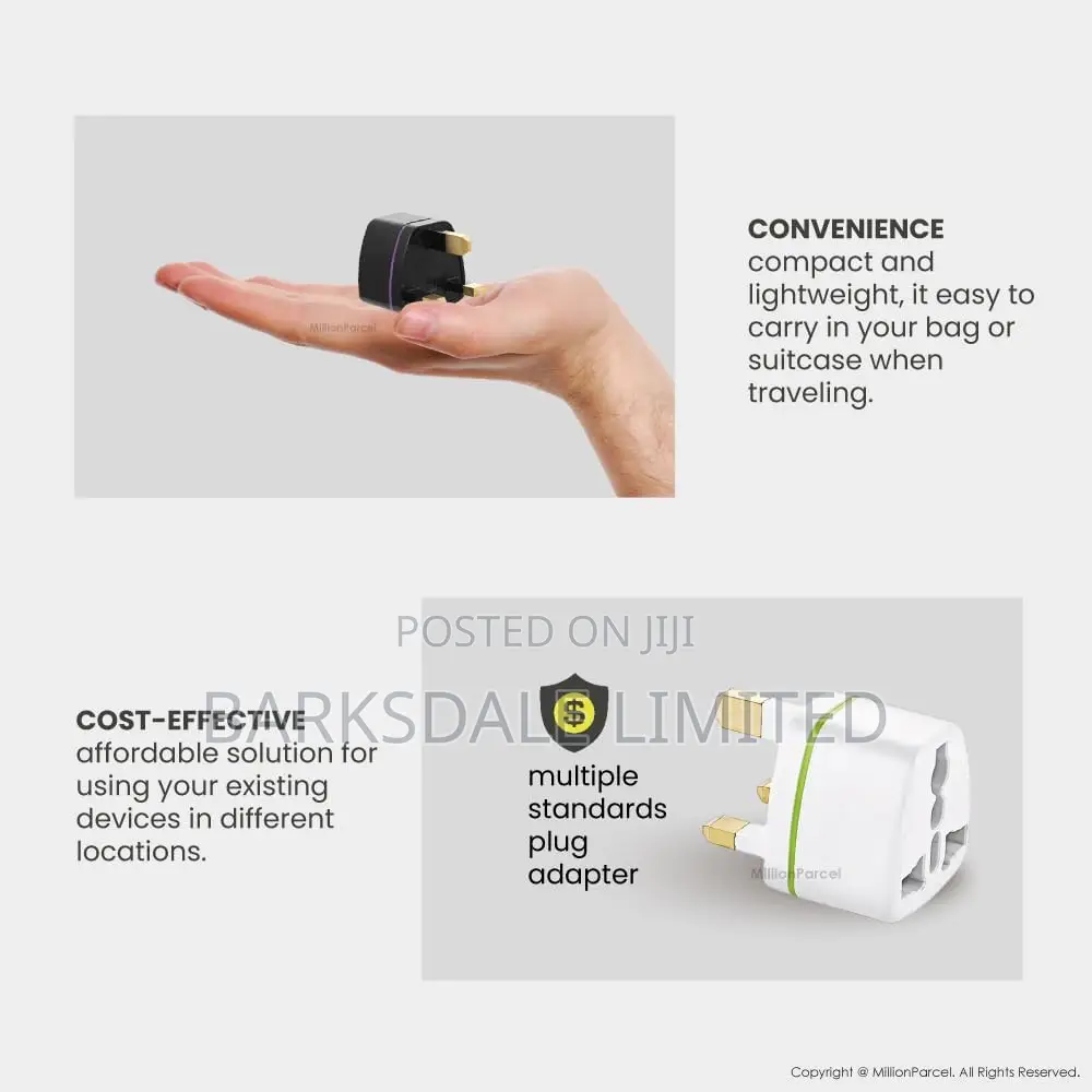 Uk/Us/Europe 3 Pin Plug Power Converter Travel Adapter Universal