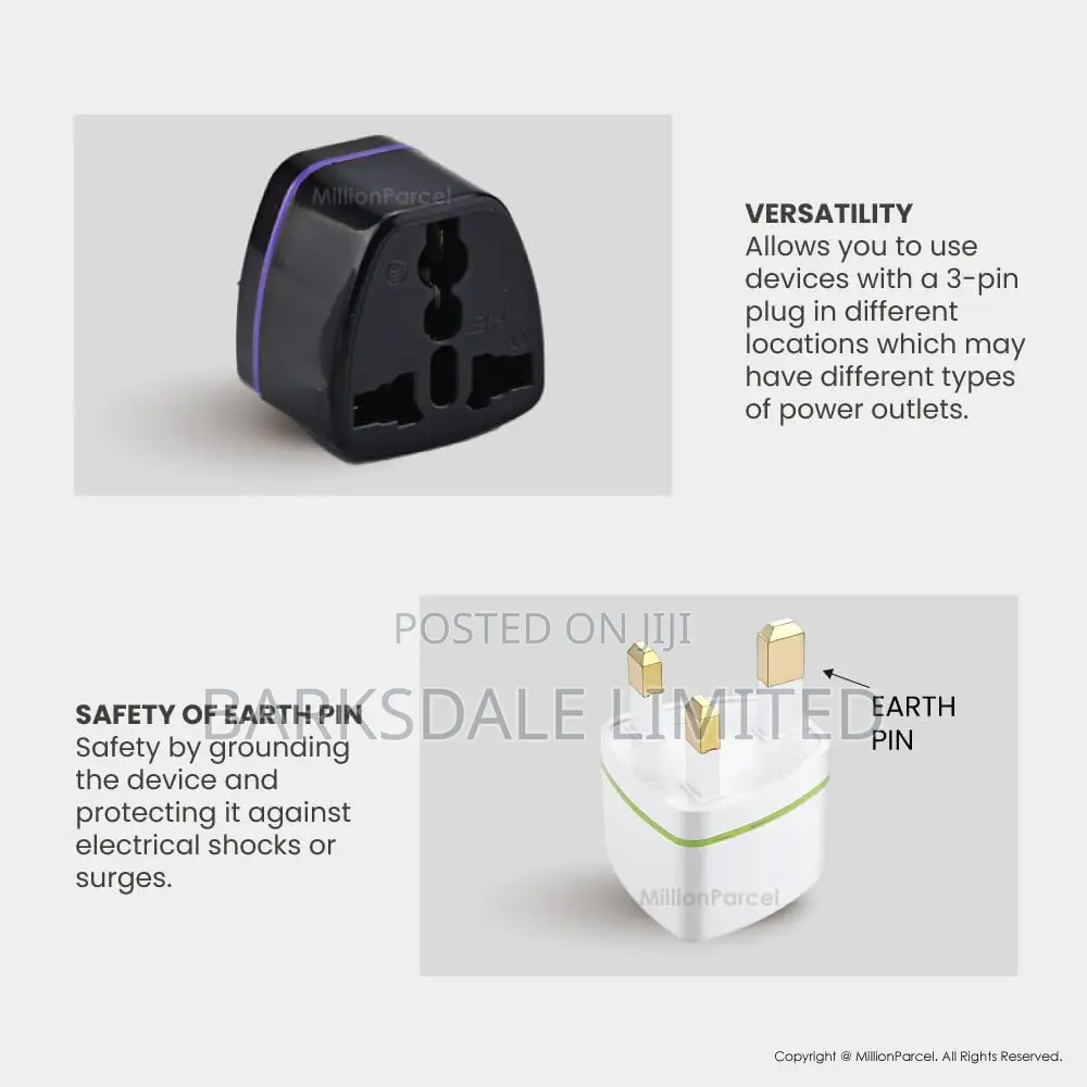 Uk/Us/Europe 3 Pin Plug Power Converter Travel Adapter Universal