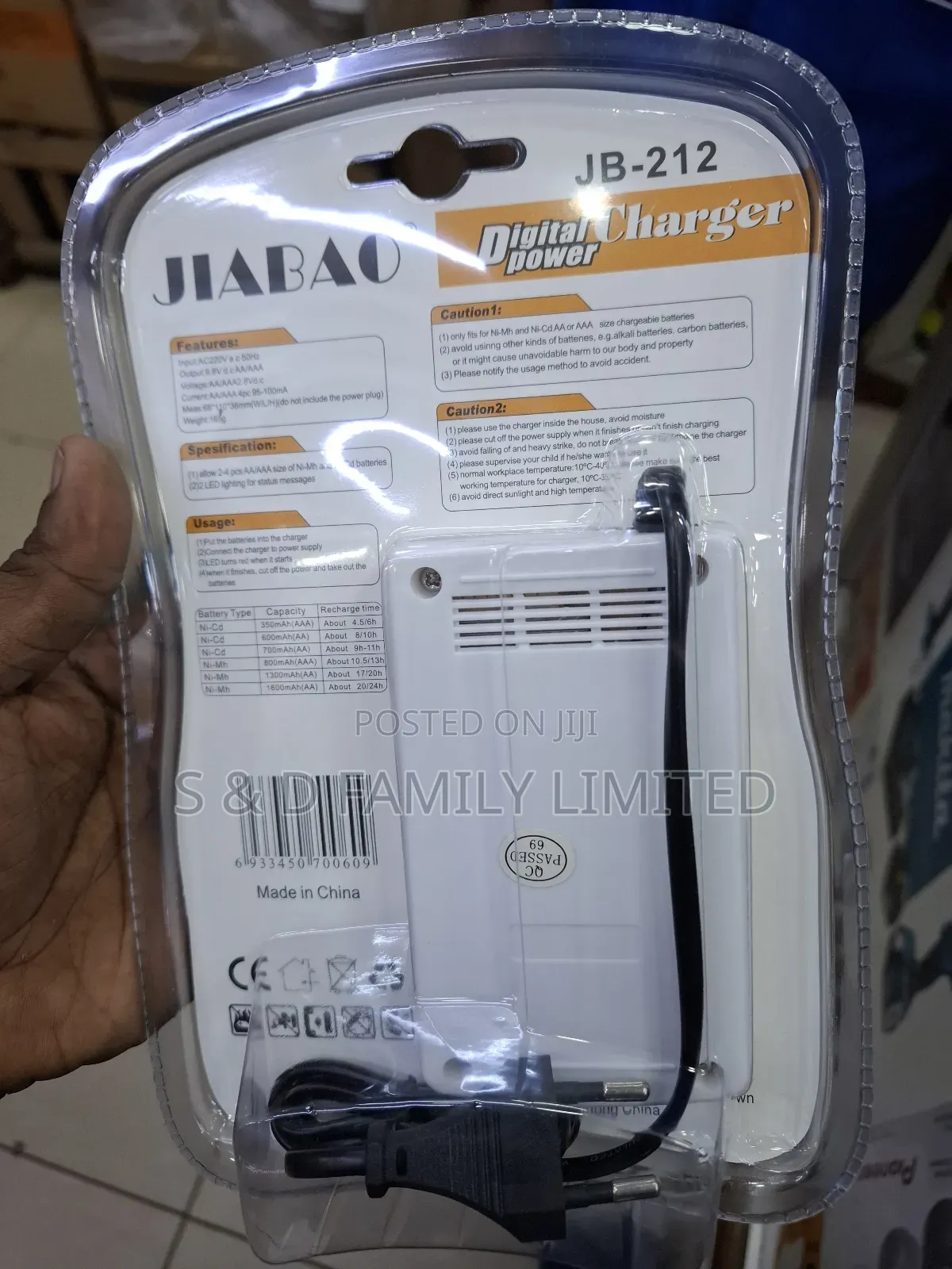 Jiabao Digital Charger With Aaa Aa Batteries