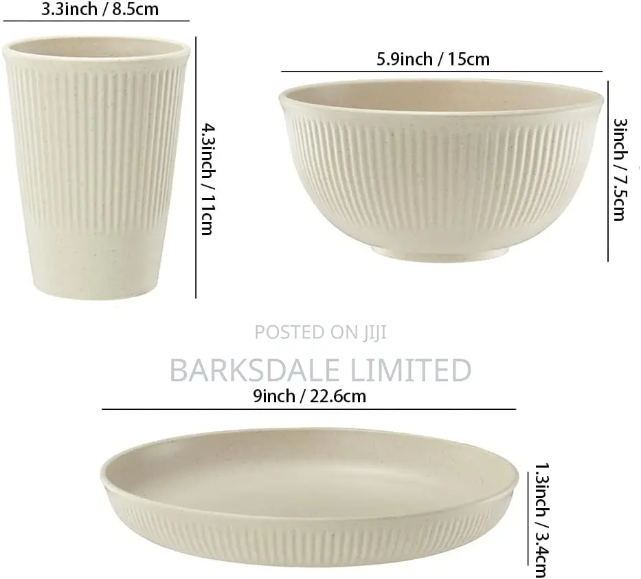 18pcs Dinnerware Set Cups Plates Bowls Dishes Glass White