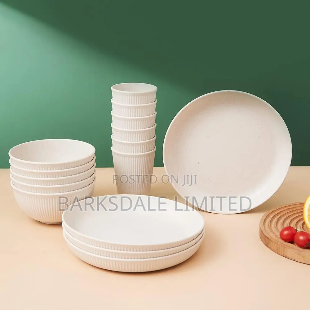 18pcs Dinnerware Set Cups Plates Bowls Dishes Glass White