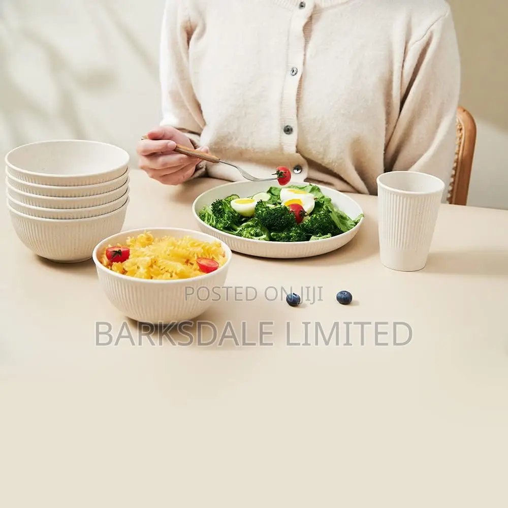 18pcs Dinnerware Set Cups Plates Bowls Dishes Glass White