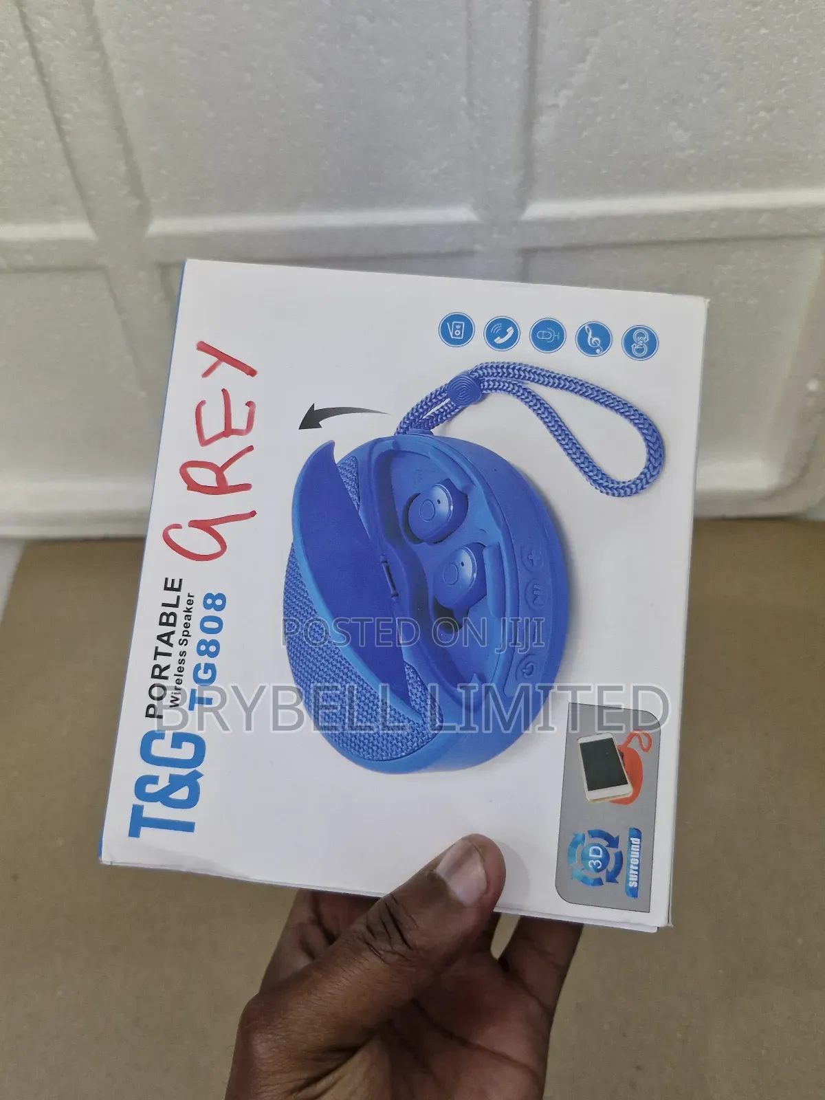 T G Portable Wireless Bluetooth Speakers, Gray, 1 Hr of Playtime
