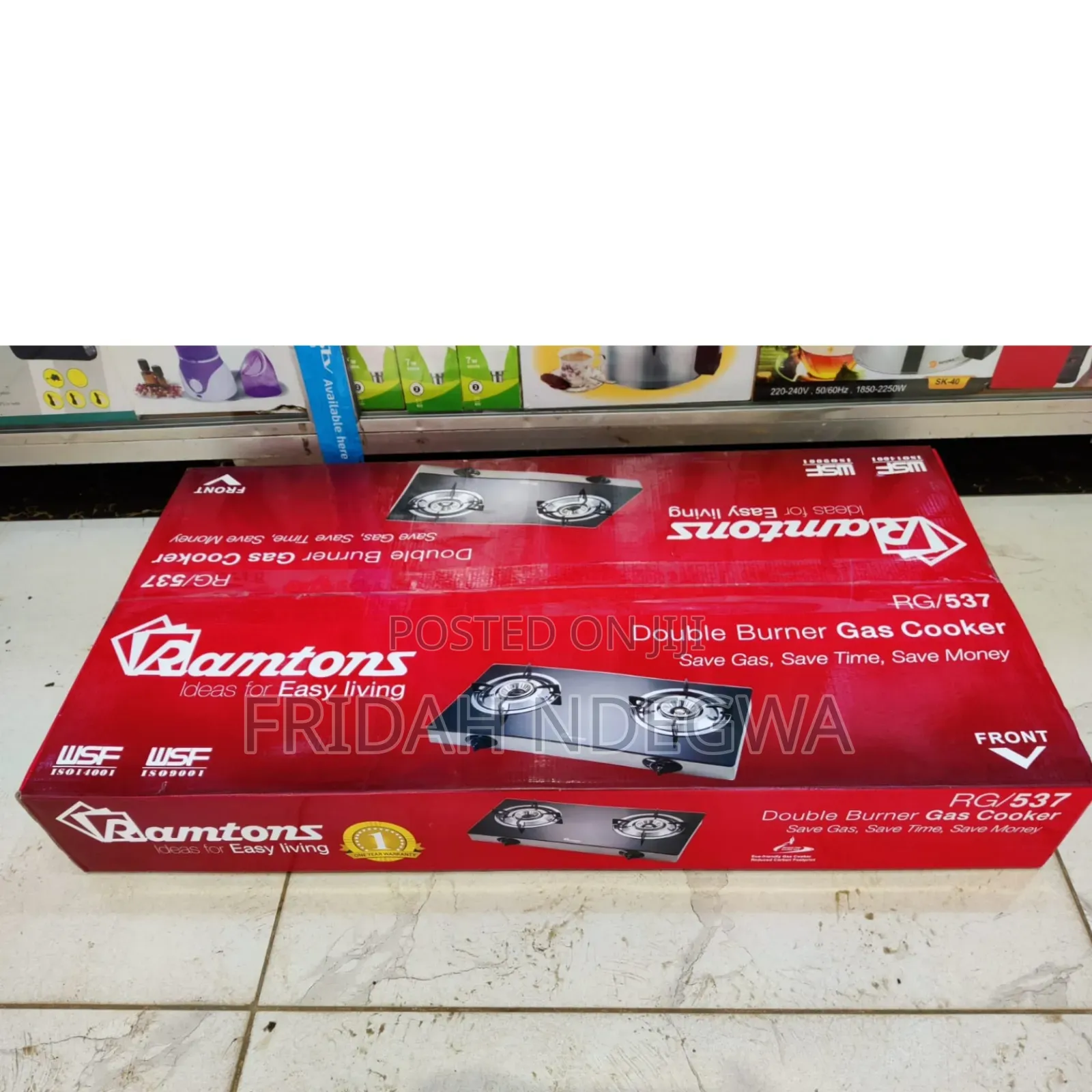 *Ramtons 2burner Gas Cooker Ceramic Top Rg537