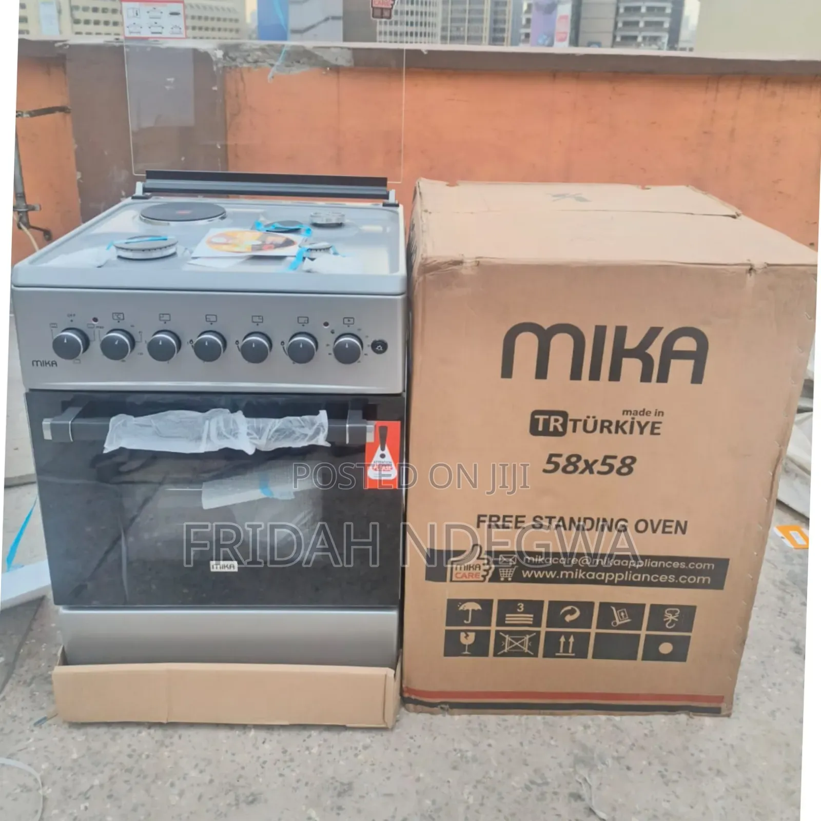 Silver Mika Standing Cooker 58 X 58 3 Gas + 1electric Hotplate