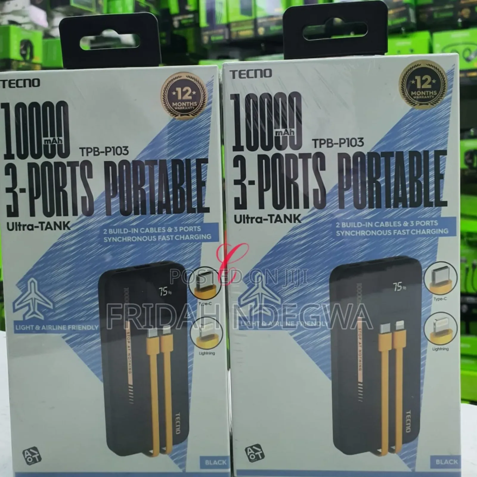 Tecno Tpb-103 *10000mah* Ultra Tank Power Banks With Led Display