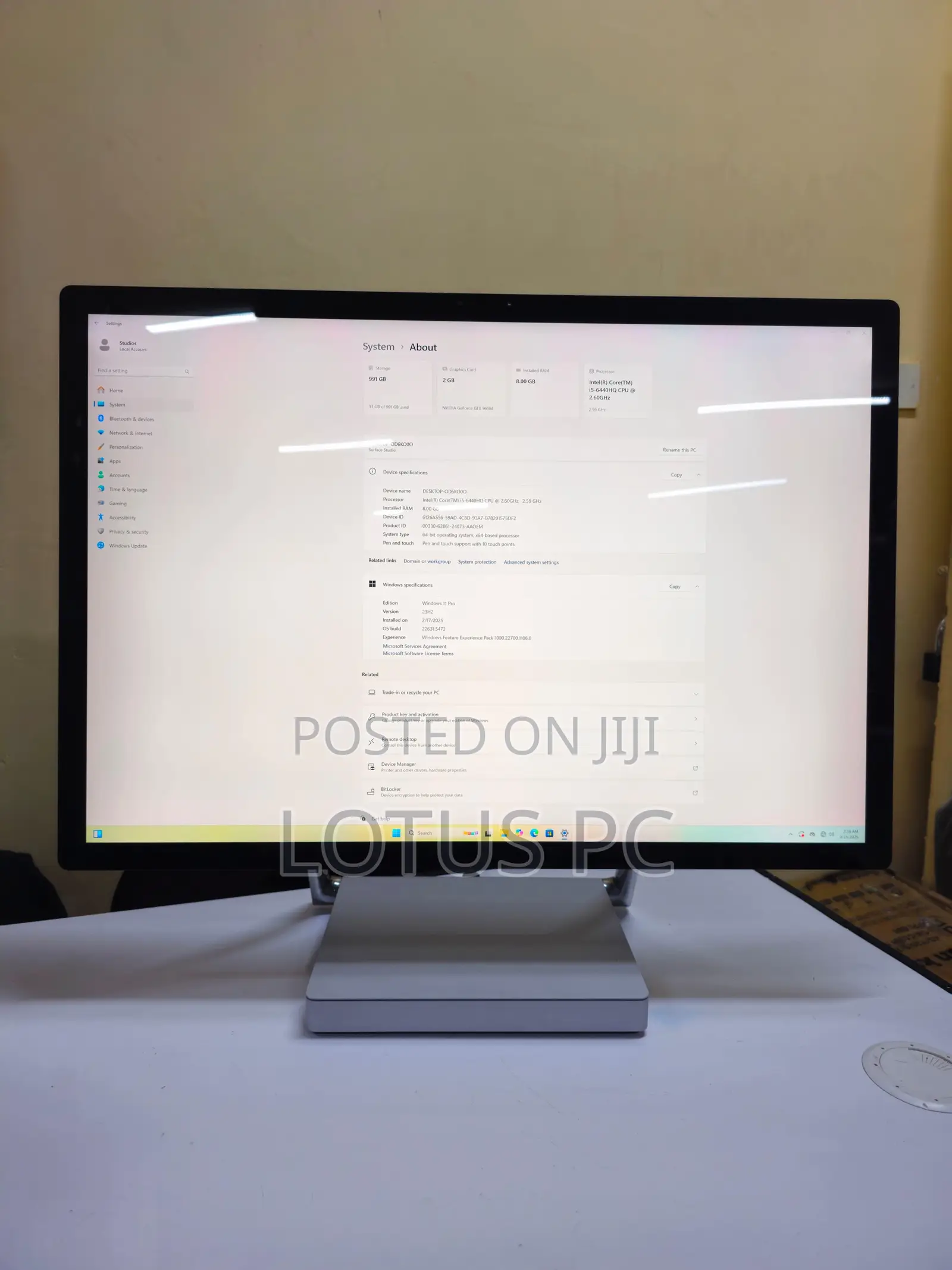 Desktop Computer Microsoft Surface Studio 8GB Intel Core I5 SSD 1T
