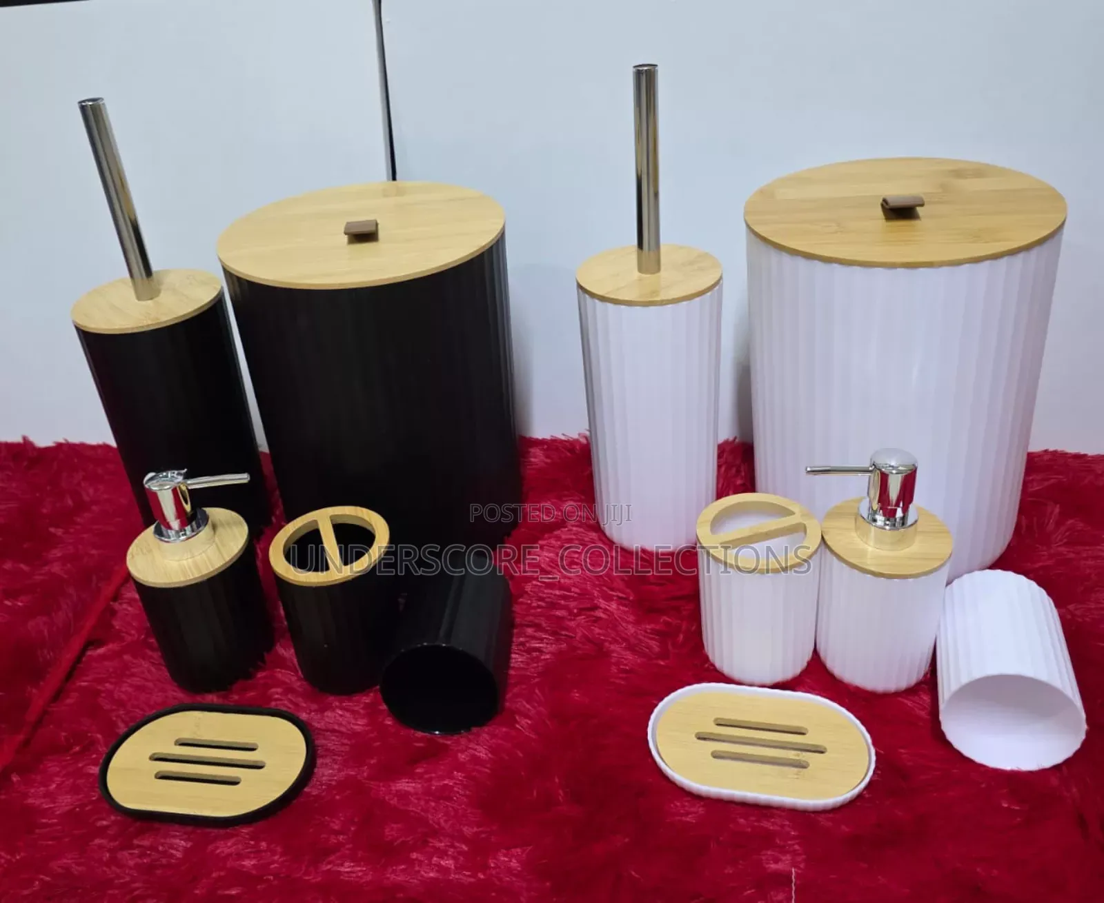 In Luxury Bathroom Accessories Set With Bamboo Lid