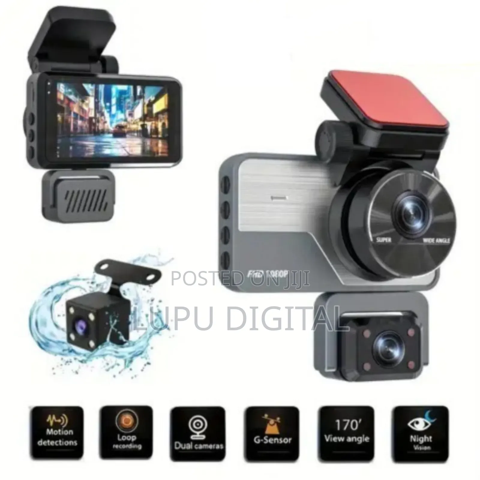 3 Cameras Dash Cam Full Hd 1080p Car DVR Recorder