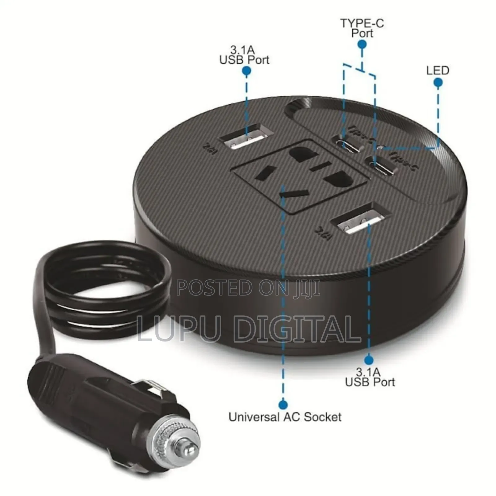 Inverter Dc 12v to 220v Converter With 2 Usb Type-C Ports 3.1a
