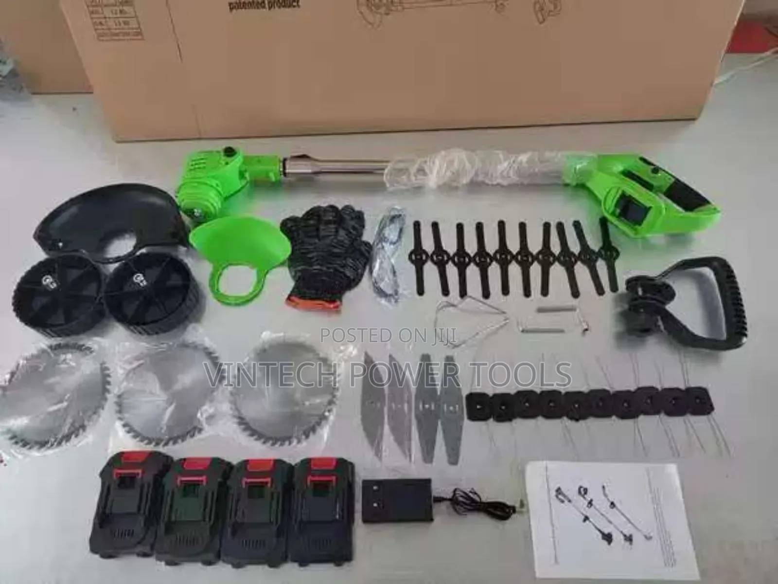 Cordless Brush Cutter With Four Batteries