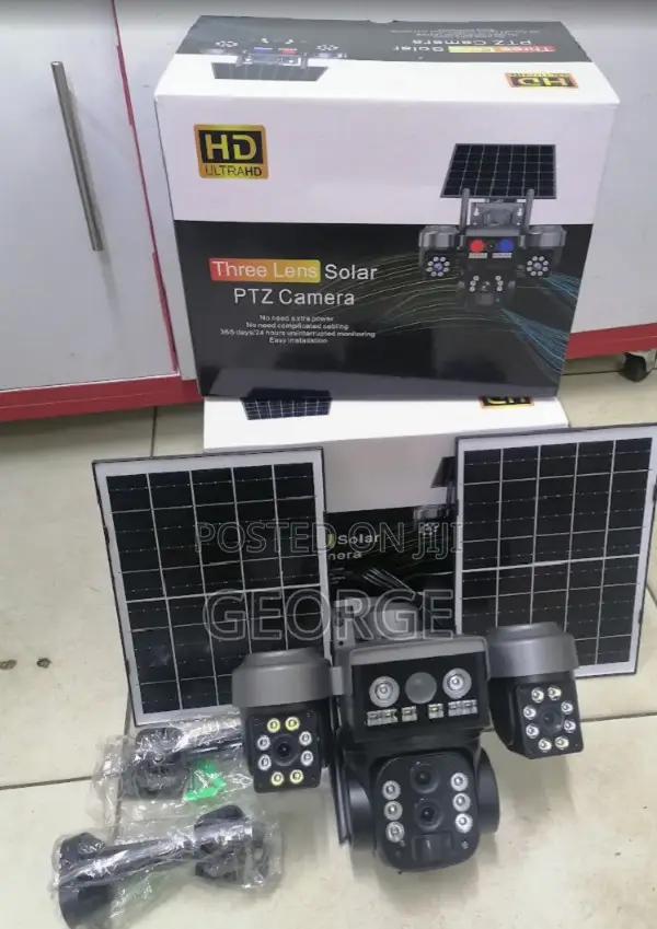^3 Lenses 3 Screen V380 Triple Lens 4g PTZ Solar Camera