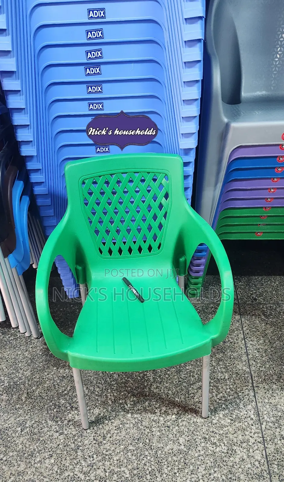 Safaricom Plastic Chairs/ Plastic Chair Green With Metal Legs