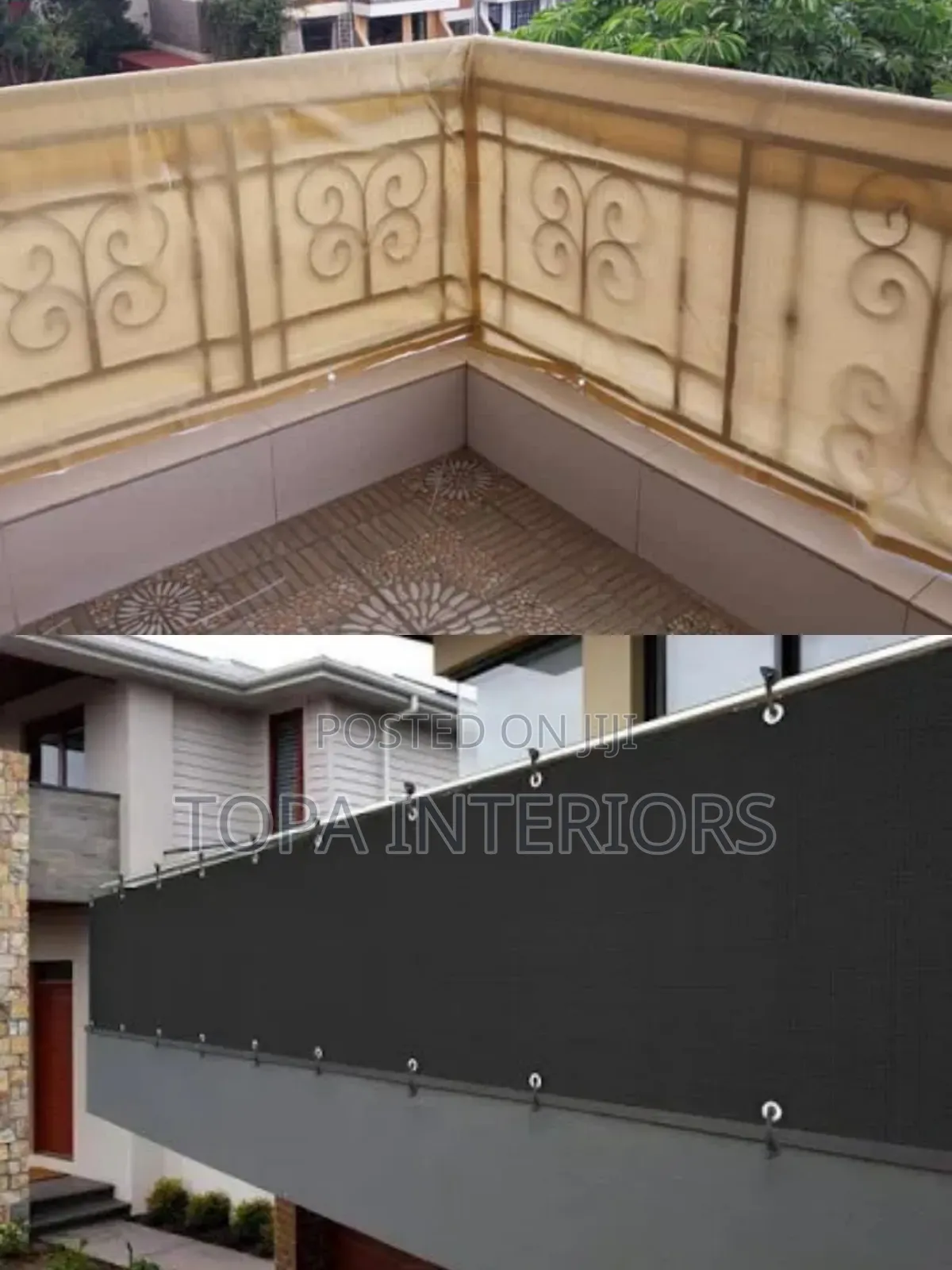 Beige Canvas Balcony Privacy Shield for Balcony Privacy Cover