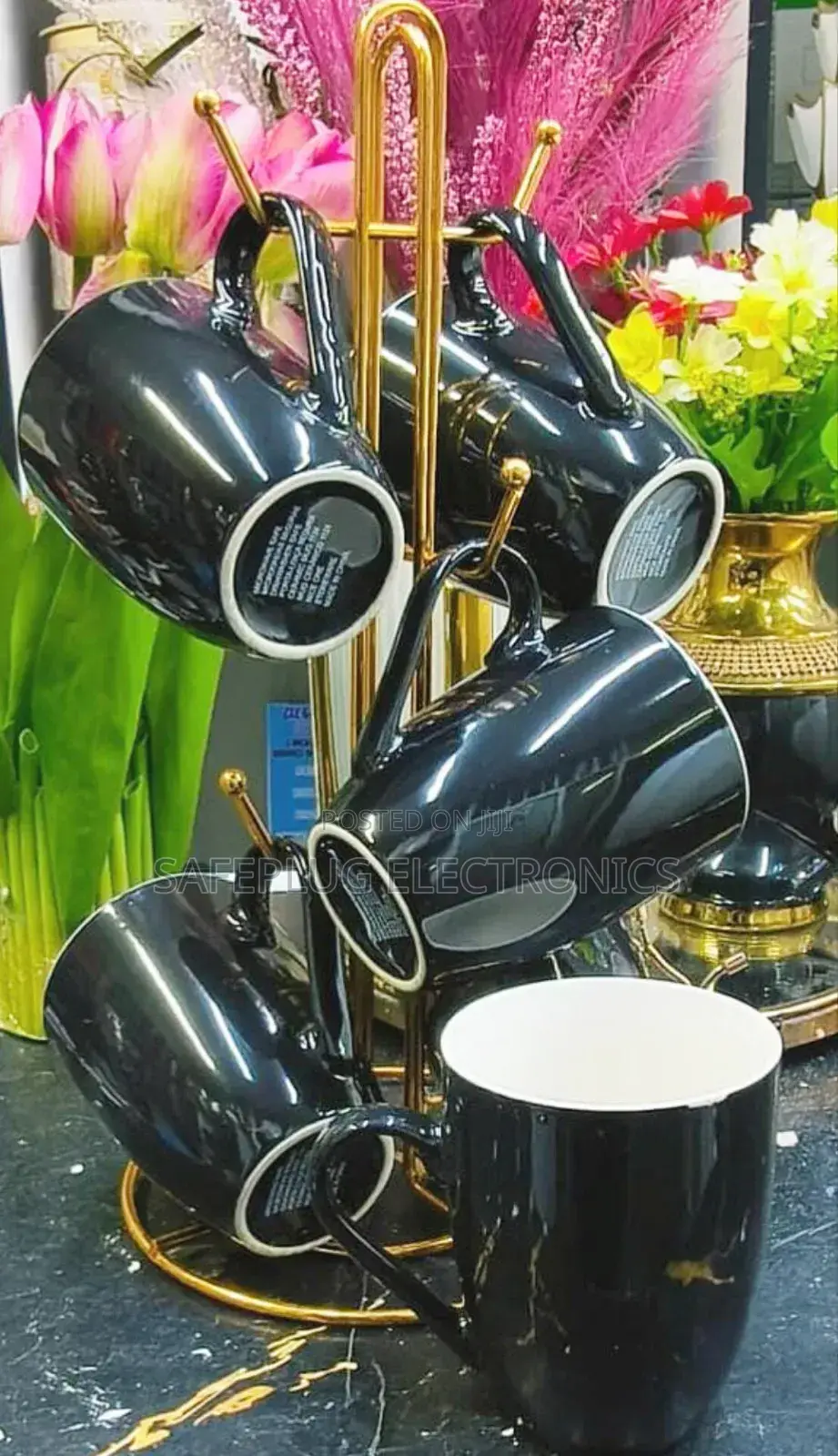 Elegant 6-Piece Black Coffee/ Tea Mugs Set