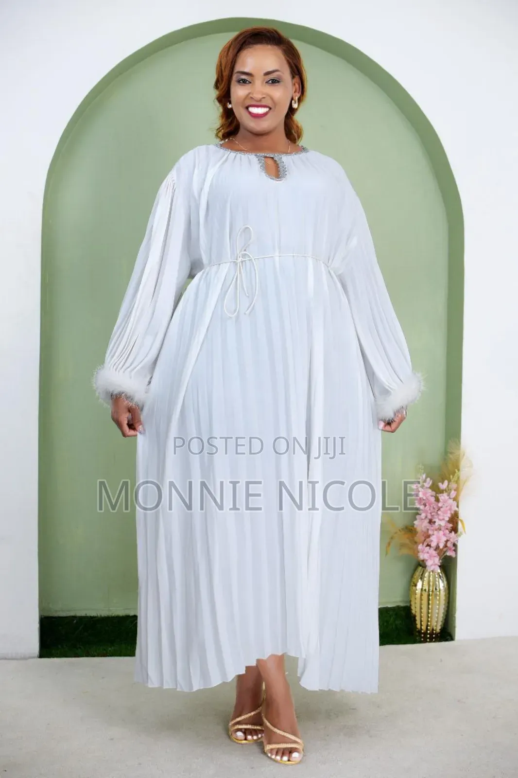 Cream Bejeweled Kaftan