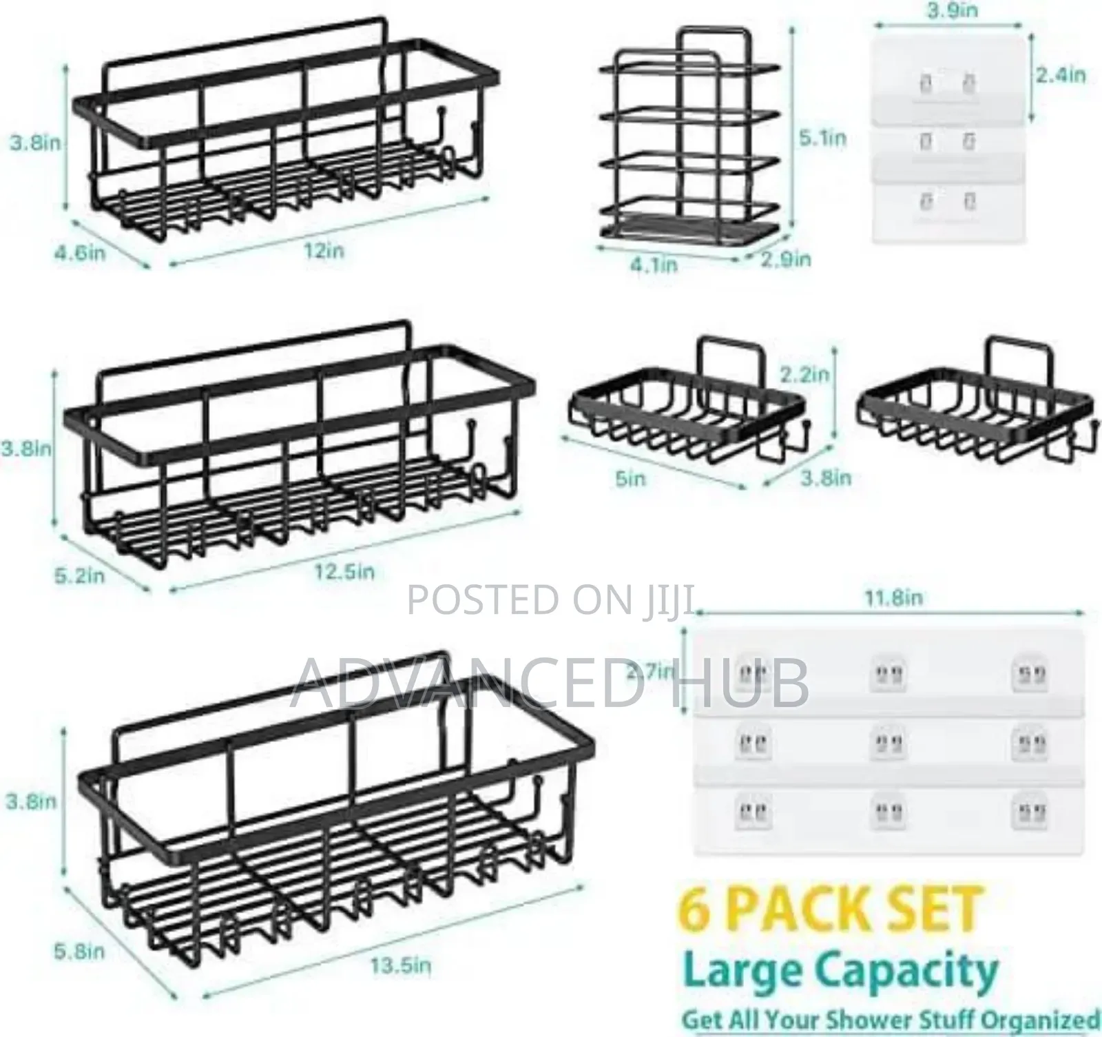6pc Set Shower Caddy Shelf Bathroom Organizer