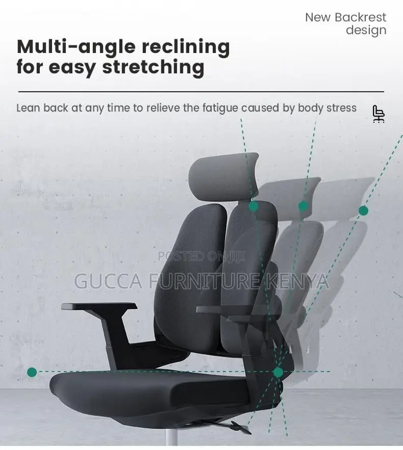 Office Chair: Adjustable Fabric Lumber Executive Desk Chair
