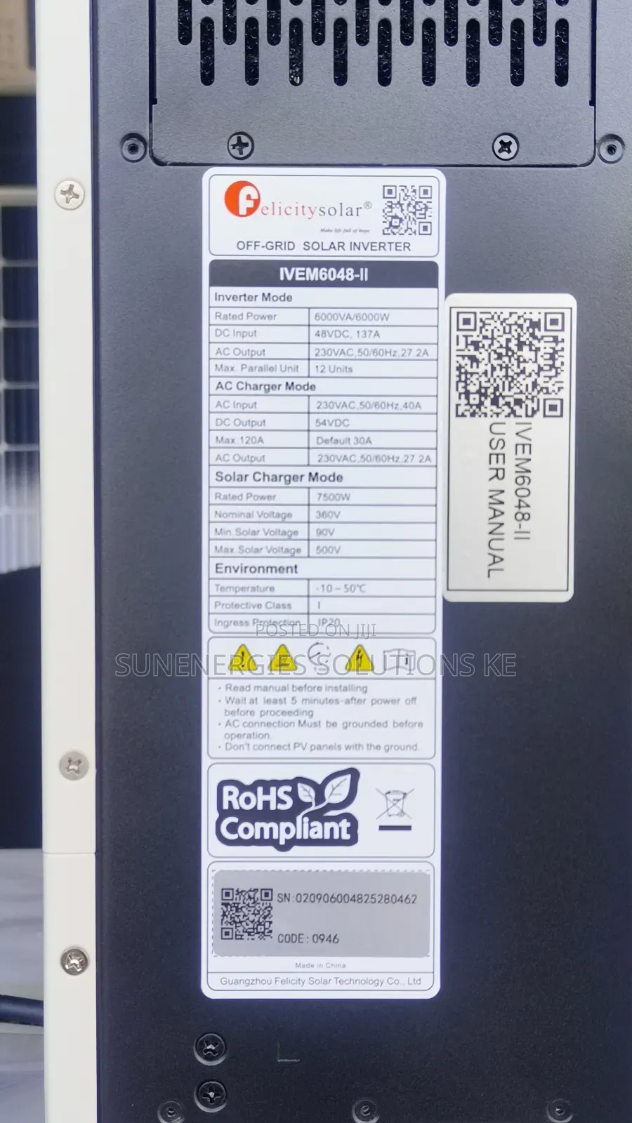 Felicity 6kw 48v 137a Hybrid Inverter