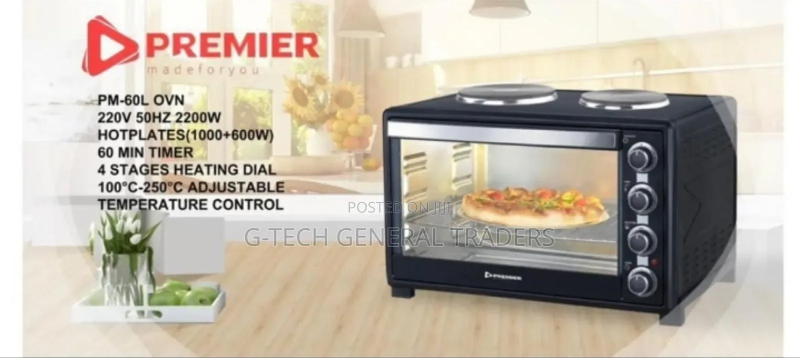 Premier 60l Electric Oven With 2 Electric Hotplates