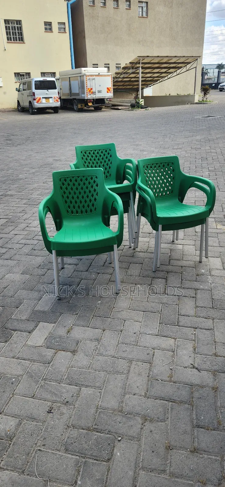 Garden Plastic Chair With Arms And Chrome Legs