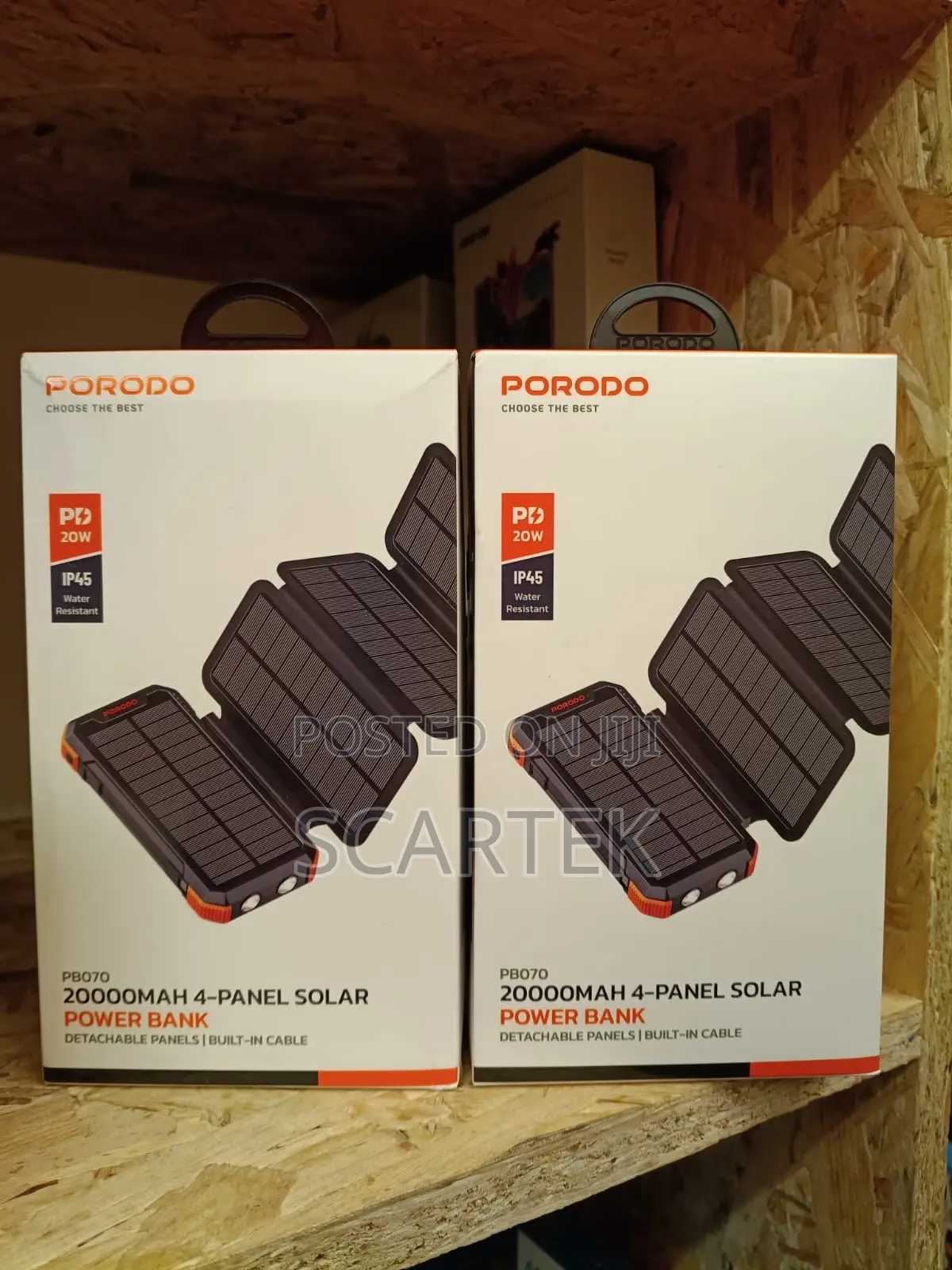 Porodo Power Bank 20000mah 4-panel Solar Bank