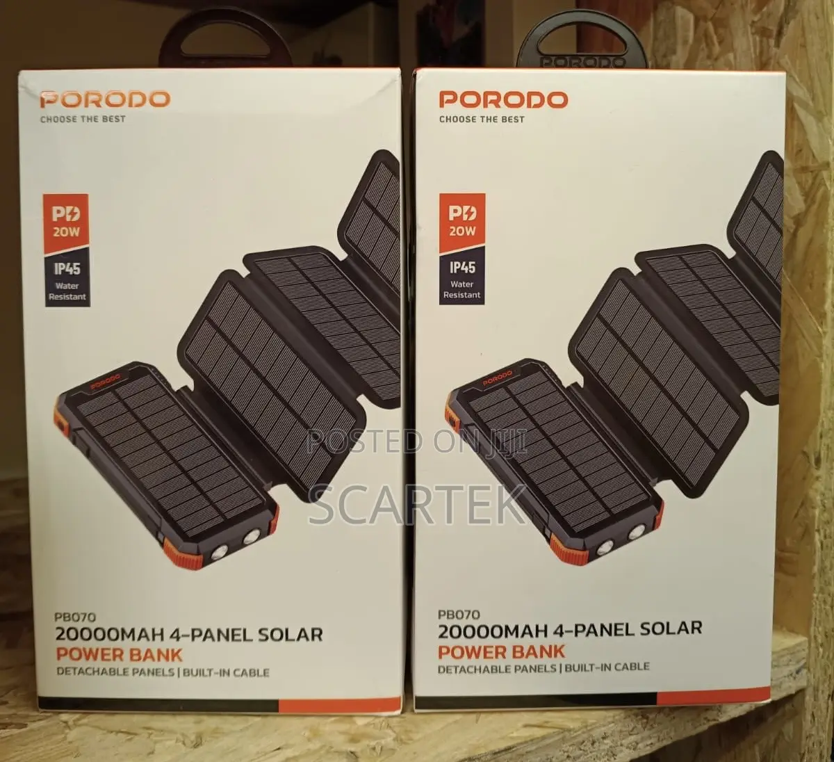 Porodo Power Bank 20000mah 4-panel Solar Bank