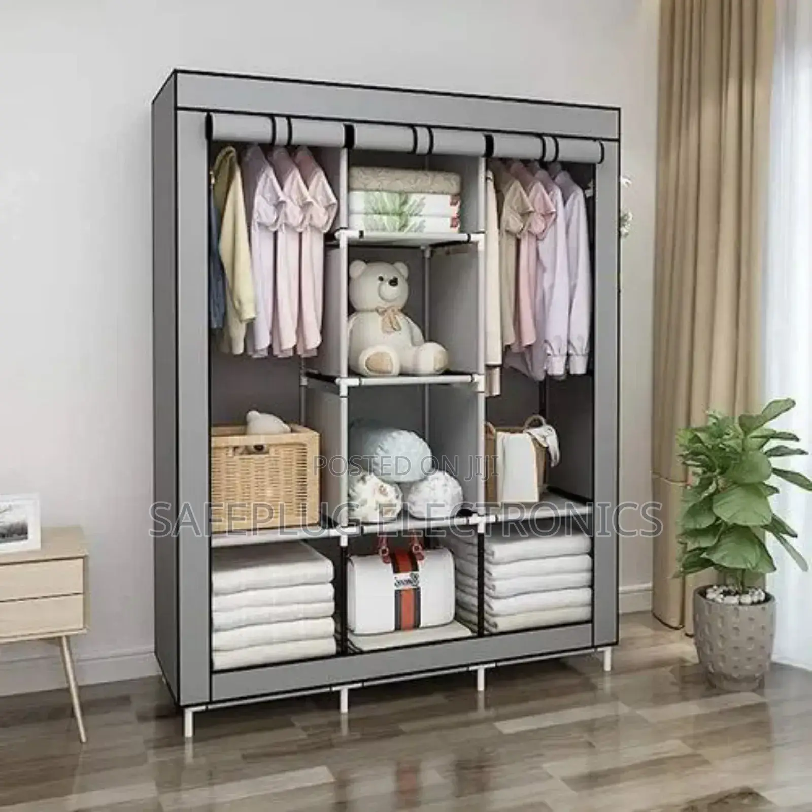 Durable Wooden Wardrobe - 3 Columns (135×45×170cm) -