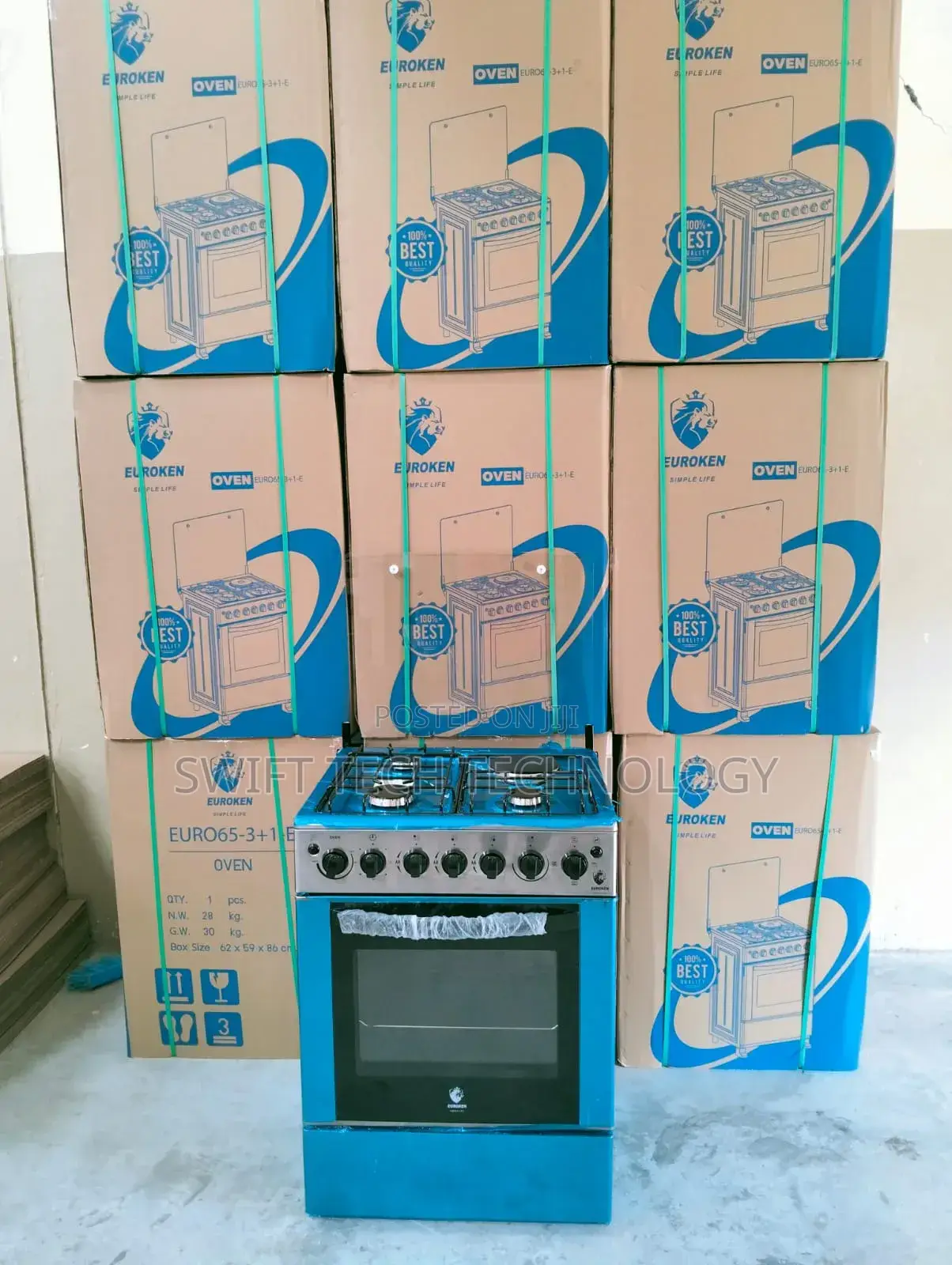 60*65 Euroken 3+1 Standing Cooker With Electric Double Heater Oven