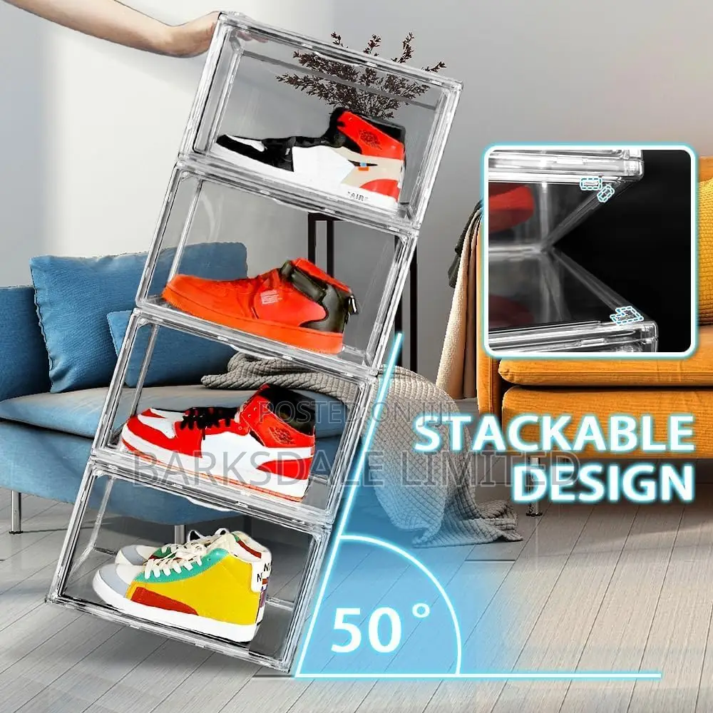 Organizer Shoe Box Stackable Clear Transparent Display Acrylic Plastic