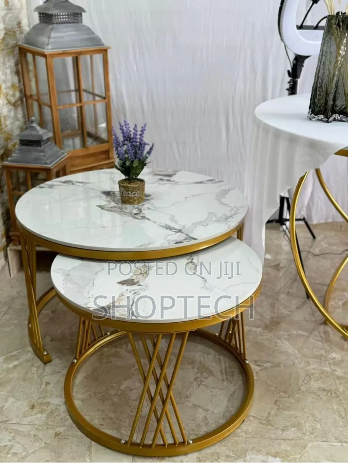 Modern Luxury 2in1 Pure  Marble Nesting Tables.
