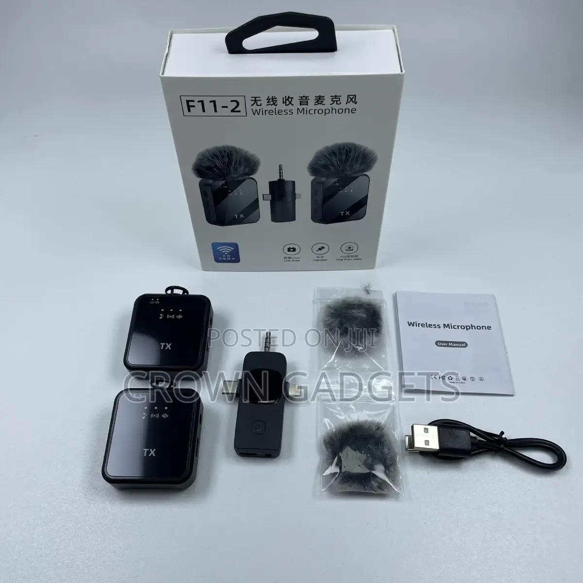Noise Reduction F11-2 Wireless Clip-on Mic for Smartphones