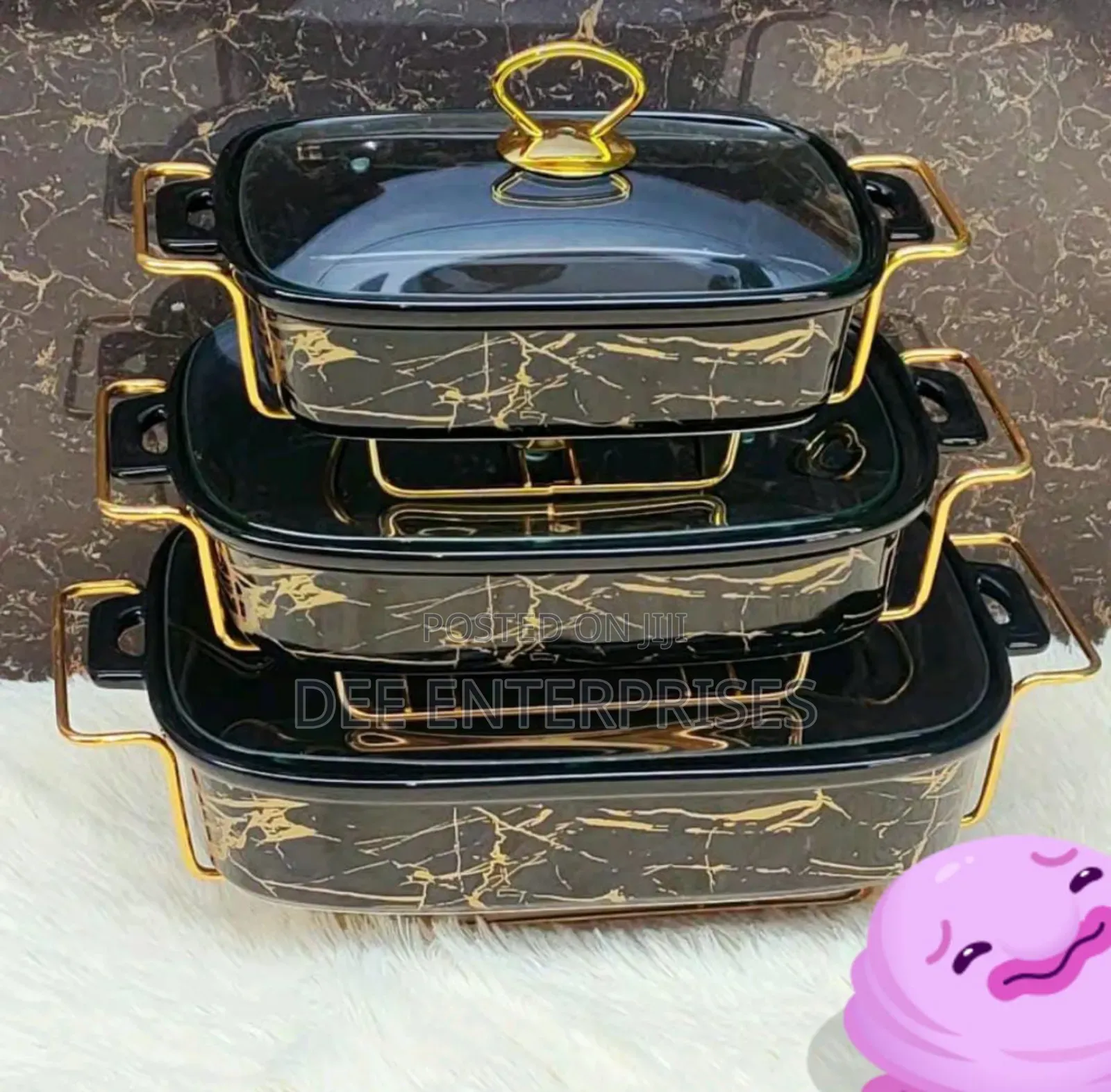 Black Gold Ceramic Chaffing Dish 3pcs