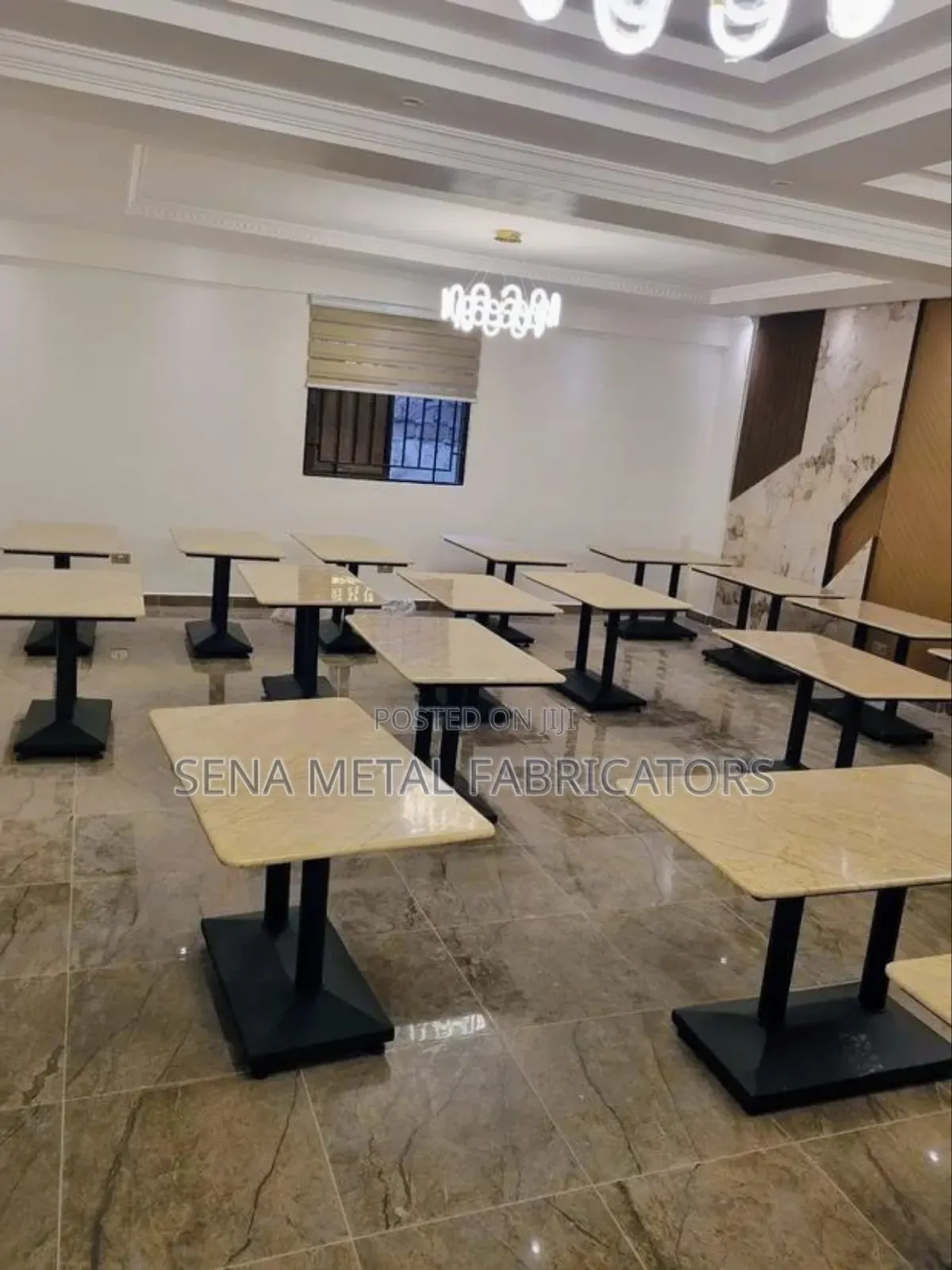 Latest Restaurant Table With Double Metal Leg Stands.